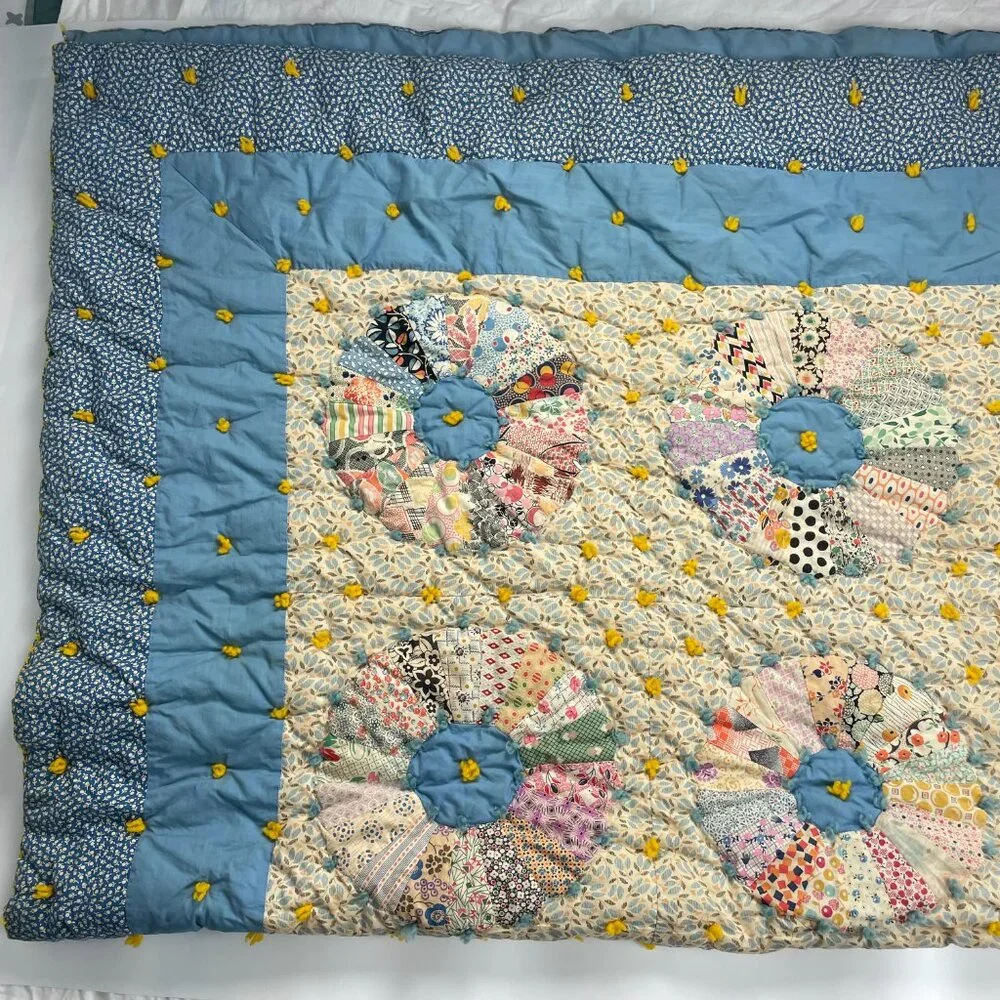 Antique 1920s Quilt Historical Society Dresden Patchwork Vintage Handmade Unique